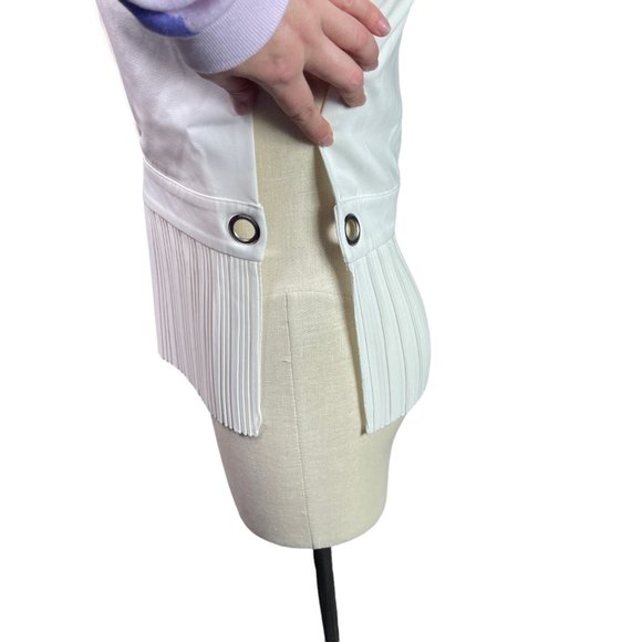 Paul & Zera White Deep V Neck Pleated Bottom Side Grommet Tie Vest Small - Picture 2 of 5